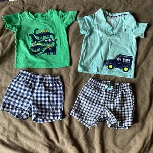Two matching shirt and shorts sets